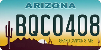 AZ license plate BQC0408