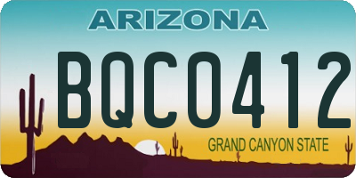 AZ license plate BQC0412