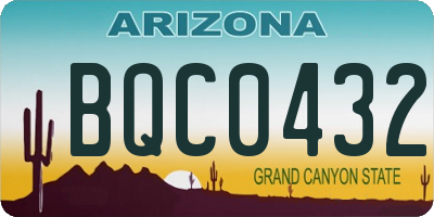 AZ license plate BQC0432