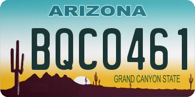 AZ license plate BQC0461