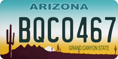 AZ license plate BQC0467
