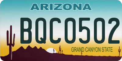 AZ license plate BQC0502