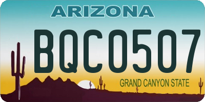 AZ license plate BQC0507