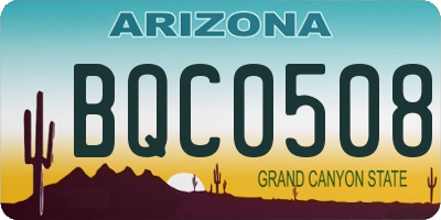 AZ license plate BQC0508