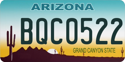 AZ license plate BQC0522