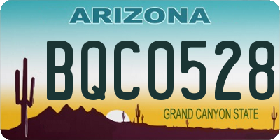 AZ license plate BQC0528
