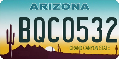 AZ license plate BQC0532