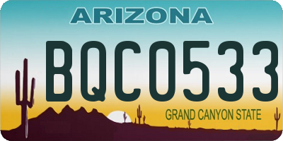 AZ license plate BQC0533