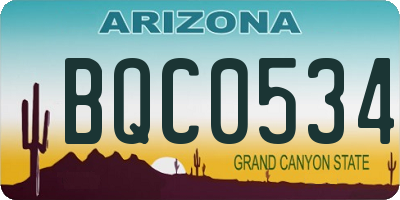 AZ license plate BQC0534