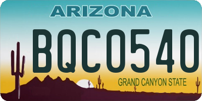AZ license plate BQC0540