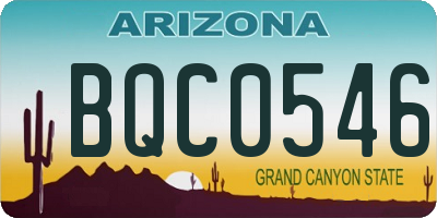 AZ license plate BQC0546