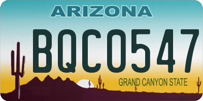 AZ license plate BQC0547