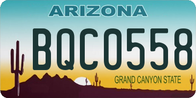 AZ license plate BQC0558
