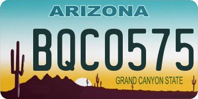AZ license plate BQC0575