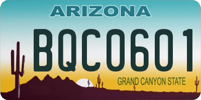 AZ license plate BQC0601
