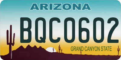 AZ license plate BQC0602