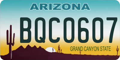 AZ license plate BQC0607