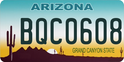 AZ license plate BQC0608