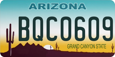 AZ license plate BQC0609