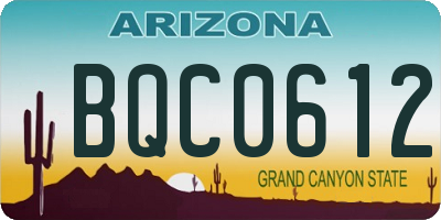 AZ license plate BQC0612