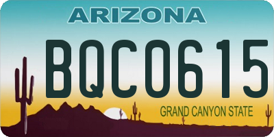 AZ license plate BQC0615