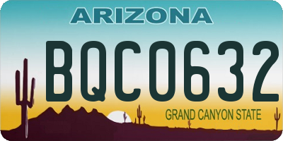 AZ license plate BQC0632