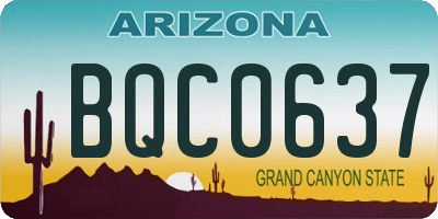 AZ license plate BQC0637