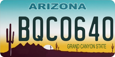 AZ license plate BQC0640