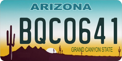 AZ license plate BQC0641