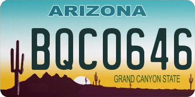 AZ license plate BQC0646