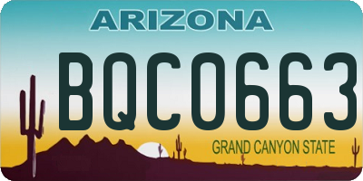 AZ license plate BQC0663