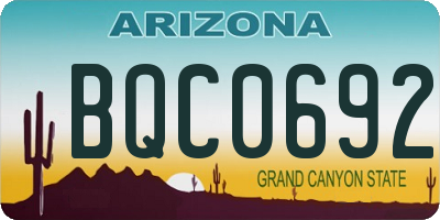 AZ license plate BQC0692