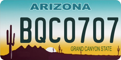 AZ license plate BQC0707