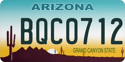 AZ license plate BQC0712