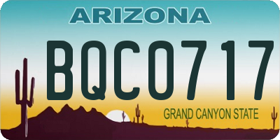 AZ license plate BQC0717