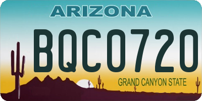 AZ license plate BQC0720