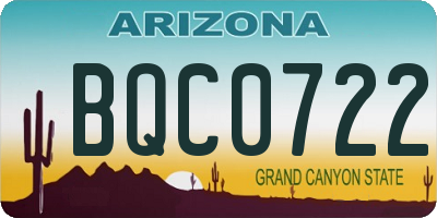 AZ license plate BQC0722