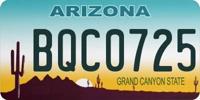 AZ license plate BQC0725