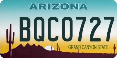 AZ license plate BQC0727