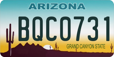 AZ license plate BQC0731