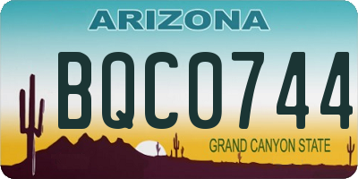 AZ license plate BQC0744
