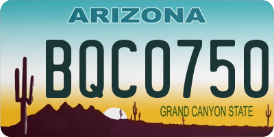 AZ license plate BQC0750