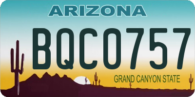 AZ license plate BQC0757