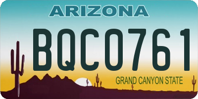 AZ license plate BQC0761