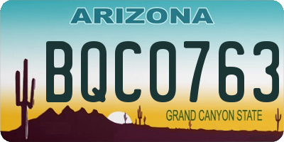 AZ license plate BQC0763