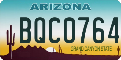 AZ license plate BQC0764