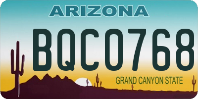 AZ license plate BQC0768