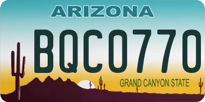 AZ license plate BQC0770