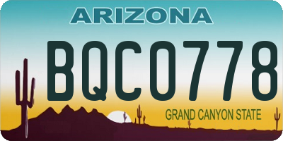 AZ license plate BQC0778