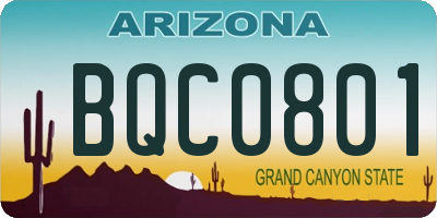 AZ license plate BQC0801